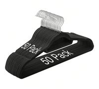 Grucce in velluto da 50 pezzi, salvaspazio, antiscivolo, con fermacravatta, girevoli a 360°, adatte per abiti, giacche, camicie, magliette, vestiti e canottiere (nere) Design antiscivolo: le grucce so