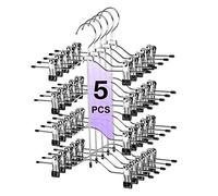 Grucce multiuso per pantaloni, clip per gonne, con clip regolabili, 4 ripiani, salvaspazio, in metallo, resistenti, ultra sottili, con gancio girevole a 360 gradi cromato (confezione da 5)