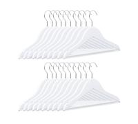 Relaxdays Grucce per Bambini, Set 10 Stampelle con Ganci Girevoli a 360° Gradi, Legno 18 x 30,5 x 0,5 cm, 5 cm Bianco, H x L x P: 18 x 30.5 x 0.5, 20 unità
