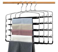 Grucce per pantaloni 4 pezzi, 5 ripiani, organizer per armadio e grucce per vestiti, grucce salvaspazio con braccio girevole, grucce multiple in