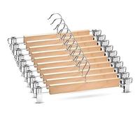 Grucce per pantaloni, set da 8 grucce in legno, con clip regolabili, antiscivolo, per pantaloni, pantaloncini e gonne (10)