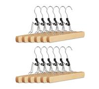 Relaxdays Set 12 Grucce con Morsetto in Legno, Pinze per Pantaloni & Gonne, Ganci Girevoli a 360°, HLP: 17x25x2,3 cm, Beige, 2.3x25x17 cm, Unità