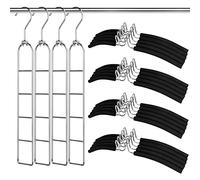Grucce Salvaspazio, 4 Pack Appendiabiti Multistrato 5 in 1, Antiscivolo Grucce Appendiabiti in Metallo per Armadio giacca Cappotto Maglione Pantaloni Camicia T-Shirt - Nero