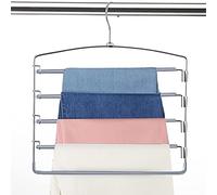 Grucce salvaspazio per pantaloni, confezione da 3 pezzi, antiscivolo, 5 strati, multifunzionali, in acciaio inox, con braccio oscillante, per pantaloni, jeans, asciugamani, sciarpe, cravatte, colore: