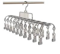 Gruccia for biancheria in acciaio inossidabile resistente, 3 pezzi e 20 clip, stendibiancheria multi-clip antiscivolo antivento for calzini, reggiseni, intima per Calze e Piccoli Articoli(Grey)