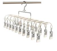 Gruccia for biancheria in acciaio inossidabile resistente, 3 pezzi e 20 clip, stendibiancheria multi-clip antiscivolo antivento for calzini, reggiseni, intima per Calze e Piccoli Articoli(Apricot)