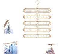 Gruccia intelligente 9 in 1, gruccia pieghevole antiscivolo con 9 fori, gruccia salvaspazio aggiornata, grucce multiple salvaspazio resistenti, for vestiti pesanti, più camicie, pantaloni(Beige)