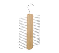 Relaxdays Gruccia Multipla Portacravatte, Stampella 20 Cravatte, Organizer Armadio,Gancio Girevole a 360°,Legno,Naturale, Ferro, 1 pz