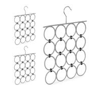 Gruccia per sciarpe grigie 16 anelli Antiscivolo Appendino per foulard 3 pz.