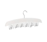 relaxdays, Colore Gruccia Porta Cinture, per 12 Cinte, Accessorio Appendiabiti in Legno di Loto, 17,5x43x5,5 cm, Bianco/Argento