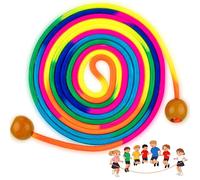 GrueGard Corda per Saltare Bambini 5m - Corda Lunga Multigiocatore, Arcobaleno con Manici in Legno, Skipping Rope per Ragazze & Ragazzi dai 6 8 10 Anni, Giochi di Gruppo Scuola Famiglia