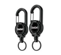 GrueGard porta badge, Portachiavi Retrattile Filo Acciaio, Portachiavi Allungabile con Moschettone, Portachiavi Estensibile, badge holder 2PCS (2, Nero)
