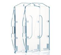 GrueGard Portatessere Plastica Rigida Trasparente con Espulsione Pollice, Portabadge Orizzontale & Verticale, 2 Pezzi