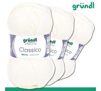 Gründl 3 X 50g Classico Maglia Lana Merino Superwash Poliacrilico 20 Colori