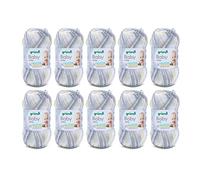 Gründl Baby color (filato per maglieria e uncinetto nell’aspetto “lana”, 70% poliacrilico e 30% poliammide, 50 g / 150 m, spessore del ferro: 3,5-4,5, 10 x 50 g), Blu multicolore