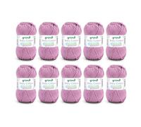 Gründl Baby Cotton - Lana per lavorare a maglia e all'uncinetto, 50% cotone, 50% poliacrilico, resistente e facile da pulire, 50 g/140 m, spessore ago: 3,5-4,5, 10 x 50 g, colore: lilla