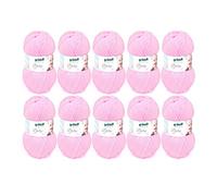 Gründl Baby Uni Filato per Maglieria/Uncinetto Bambini certificata Oeko-Tex, 70 30% Poliammide, 50 g / 150 m, Dimensioni ago: 3,5-4,5, 10 x 50 g, Rose, Lana,Poliacrilico, 31 x 32 x 7.5 cm, 10 unità