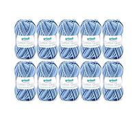Gründl Cotton Quick Print - filato per maglia e uncinetto, filato dai vivaci colori, 100% cotone, cotone per uncinetto, certificato OEKO-TEX, 50g/125m, ferri: 3-4, 10x50g - Blu-Navy-Grigio