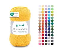Gründl Cotton Quick Uni - Filato per maglia/uncinetto, 1 gomitolo da 50 g (filato colorato in 100% cotone, certificato Oeko-Tex, 50 g/125 m, spessore ago: 3 - 4, 1 x 50 g), giallo mais