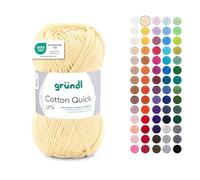 Gründl Filato Cotton Quick uni - filato sottile per uncinetto e maglia - filato lucido e delicato sulla pelle - 100% cotone - 1 gomitolo da 50 g / 125 m - ferri e uncinetto n. 3-4 - Giallo pastello