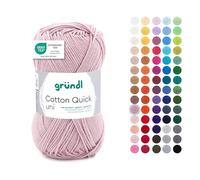 Gründl Filato Cotton Quick uni - filato sottile per uncinetto e maglia - filato lucido e delicato sulla pelle - 100% cotone - 1 gomitolo da 50 g / 125 m - ferri e uncinetto n. 3-4 - Quarzo rosa