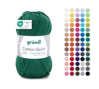 Gründl Filato Cotton Quick uni - filato sottile per uncinetto e maglia - filato lucido e delicato sulla pelle - 100% cotone - 1 gomitolo da 50 g / 125 m - ferri e uncinetto n. 3-4 - Verde abete