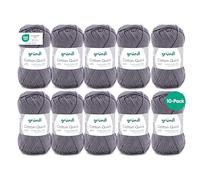 Gründl Filato Cotton Quick uni - filato sottile per uncinetto e maglia - filato lucido e delicato sulla pelle - 100% cotone - 10 gomitoli da 50 g / 125 m - ferri e uncinetto n. 3-4 - Grigio topo