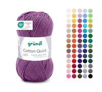 Gründl Filato Cotton Quick uni - filato sottile per uncinetto e maglia - filato lucido e delicato sulla pelle - 100% cotone - 1 gomitolo da 50 g / 125 m - ferri e uncinetto n. 3-4 - Malva