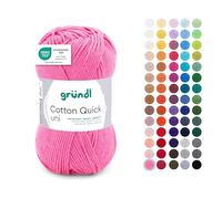 Gründl Filato Cotton Quick uni - filato sottile per uncinetto e maglia - filato lucido e delicato sulla pelle - 100% cotone - 1 gomitolo da 50 g / 125 m - ferri e uncinetto n. 3-4 - Lampone