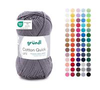 Gründl Filato Cotton Quick uni - filato sottile per uncinetto e maglia - filato lucido e delicato sulla pelle - 100% cotone - 1 gomitolo da 50 g / 125 m - ferri e uncinetto n. 3-4 - Grigio topo