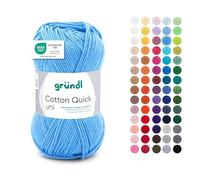 Gründl Filato Cotton Quick uni - filato sottile per uncinetto e maglia - filato lucido e delicato sulla pelle - 100% cotone - 1 gomitolo da 50 g / 125 m - ferri e uncinetto n. 3-4 - Azzurro