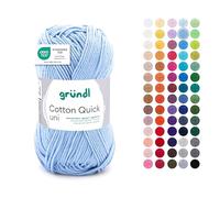 Gründl Filato Cotton Quick uni - filato sottile per uncinetto e maglia - filato lucido e delicato sulla pelle - 100% cotone - 1 gomitolo da 50 g / 125 m - ferri e uncinetto n. 3-4 - Blu cielo