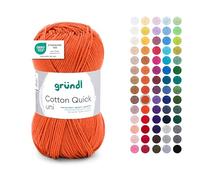 Gründl Filato Cotton Quick uni - filato sottile per uncinetto e maglia - filato lucido e delicato sulla pelle - 100% cotone - 1 gomitolo da 50 g / 125 m - ferri e uncinetto n. 3-4 - Rosso ruggine