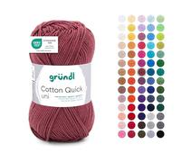 Gründl Filato Cotton Quick uni - filato sottile per uncinetto e maglia - filato lucido e delicato sulla pelle - 100% cotone - 1 gomitolo da 50 g / 125 m - ferri e uncinetto n. 3-4 - Bordeaux