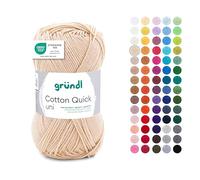 Gründl Filato Cotton Quick uni - filato sottile per uncinetto e maglia - filato lucido e delicato sulla pelle - 100% cotone - 1 gomitolo da 50 g / 125 m - ferri e uncinetto n. 3-4 - Guscio d’uovo