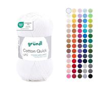 Gründl Filato Cotton Quick uni - filato sottile per uncinetto e maglia - filato lucido e delicato sulla pelle - 100% cotone - 1 gomitolo da 50 g / 125 m - ferri e uncinetto n. 3-4 - Bianco