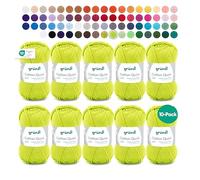 Gründl Cotton Quick-Confezione Risparmio da 10 gomitoli, Colore: Verde Chiaro Lana, Cotone, Regular, 500 unità