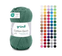 Gründl Filato Cotton Quick uni - filato sottile per uncinetto e maglia - filato lucido e delicato sulla pelle - 100% cotone - 1 gomitolo da 50 g / 125 m - ferri e uncinetto n. 3-4 - Grigio verde