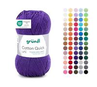 Gründl Filato Cotton Quick uni - filato sottile per uncinetto e maglia - filato lucido e delicato sulla pelle - 100% cotone - 1 gomitolo da 50 g / 125 m - ferri e uncinetto n. 3-4 - Prugna
