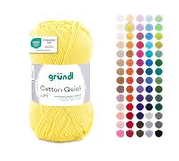 Gründl Filato Cotton Quick uni - filato sottile per uncinetto e maglia - filato lucido e delicato sulla pelle - 100% cotone - 1 gomitolo da 50 g / 125 m - ferri e uncinetto n. 3-4 - giallo