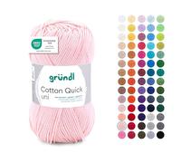 Gründl Filato Cotton Quick uni - filato sottile per uncinetto e maglia - filato lucido e delicato sulla pelle - 100% cotone - 1 gomitolo da 50 g / 125 m - ferri e uncinetto n. 3-4 - Rosa chiaro