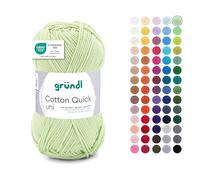 Gründl Filato Cotton Quick uni - filato sottile per uncinetto e maglia - filato lucido e delicato sulla pelle - 100% cotone - 1 gomitolo da 50 g / 125 m - ferri e uncinetto n. 3-4 - Verde tiglio