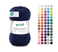 Gründl Filato Cotton Quick uni - filato sottile per uncinetto e maglia - filato lucido e delicato sulla pelle - 100% cotone - 1 gomitolo da 50 g / 125 m - ferri e uncinetto n. 3-4 - Blu scuro