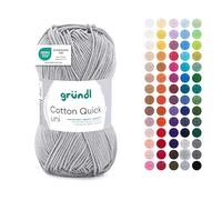 Gründl Filato Cotton Quick uni - filato sottile per uncinetto e maglia - filato lucido e delicato sulla pelle - 100% cotone - 1 gomitolo da 50 g / 125 m - ferri e uncinetto n. 3-4 - Grigio medio