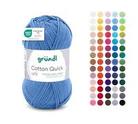 Gründl Filato Cotton Quick uni - filato sottile per uncinetto e maglia - filato lucido e delicato sulla pelle - 100% cotone - 1 gomitolo da 50 g / 125 m - ferri e uncinetto n. 3-4 - Oceano