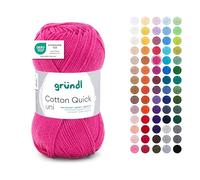 Gründl Filato Cotton Quick uni - filato sottile per uncinetto e maglia - filato lucido e delicato sulla pelle - 100% cotone - 1 gomitolo da 50 g / 125 m - ferri e uncinetto n. 3-4 - Rosa shocking