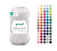 Gründl Filato Cotton Quick uni - filato sottile per uncinetto e maglia - filato lucido e delicato sulla pelle - 100% cotone - 1 gomitolo da 50 g / 125 m - ferri e uncinetto n. 3-4 - Grigio
