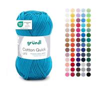 Gründl Lana Cotton Quick uni filato per lavorare a maglia e all'uncinetto, 100% cotone, 1 gomitolo da 50 g/125 m, filato per uncinetto, petrolio