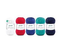 Gründl Filato Cotton Quick uni - filato sottile per uncinetto e maglia - filato lucido e delicato sulla pelle - 100% cotone - 5 gomitoli da 50 g / 125 m - ferri e uncinetto n. 3-4 - Mix Marittimo