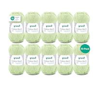 Gründl Filato Cotton Quick uni - lana sottile per uncinetto - filato da maglia - lucido e delicato sulla pelle - 100% cotone - 10 gomitoli 50 g / 125 m - spessore del ferro 3-4 - verde tiglio